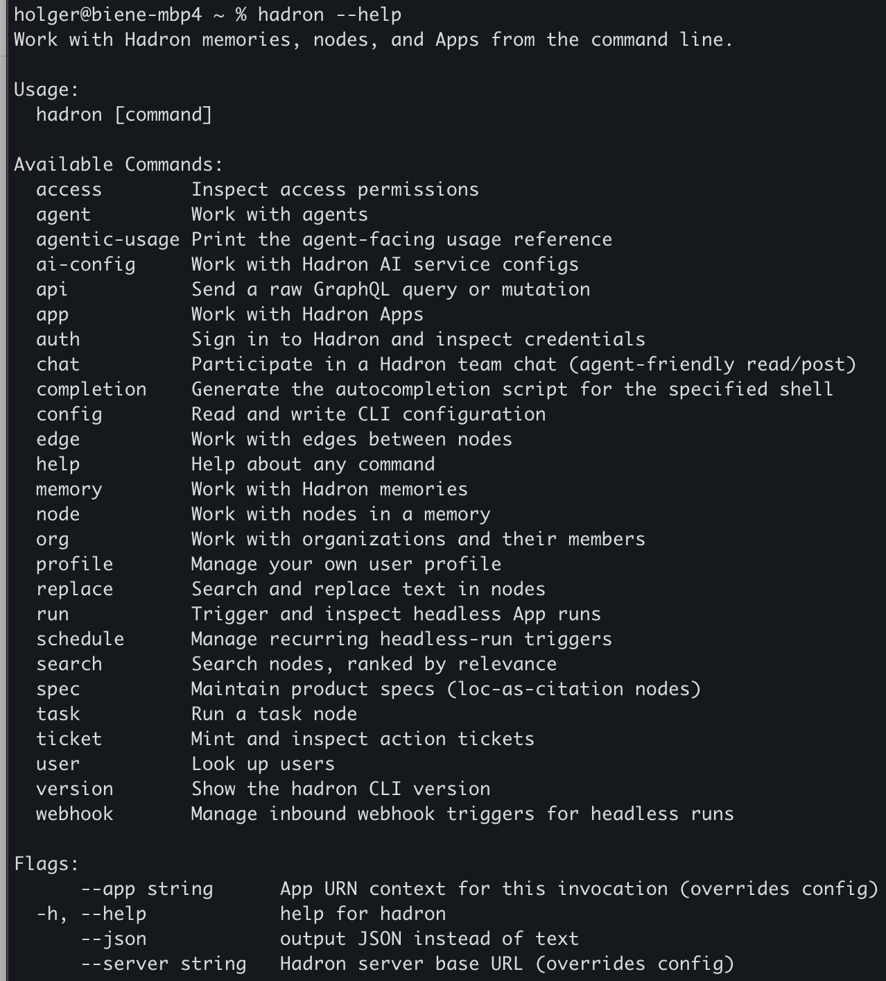 Hadron CLI screenshot
