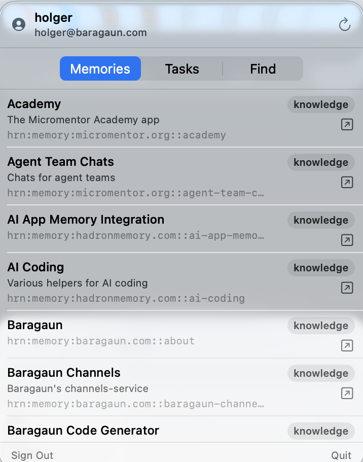 Hadron macOS app screenshot